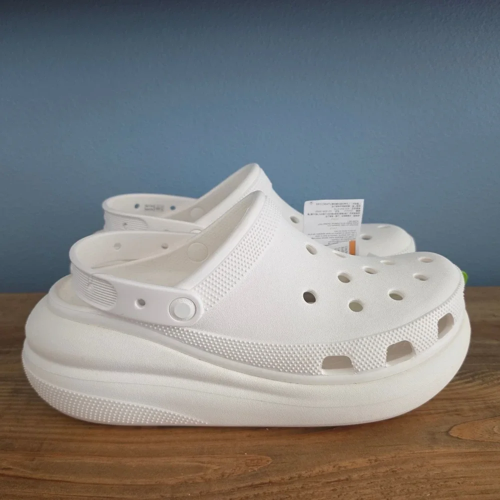 Crocs Mens Classic Crush Clog White Platform Chunky Sandals 207521-100 Size 11